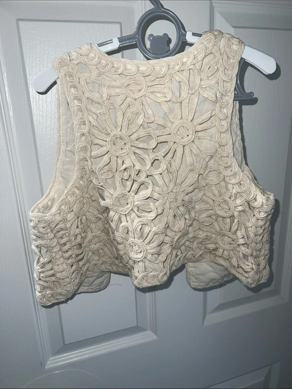 Zara Girls Floral Crochet Vest Size 6-7 Cream Boho Cottagecore